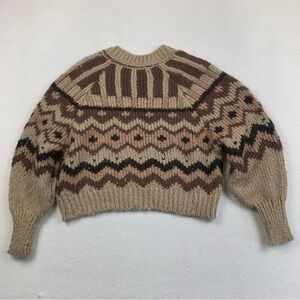Anthropologie Brown and Tan Patterned Sweater